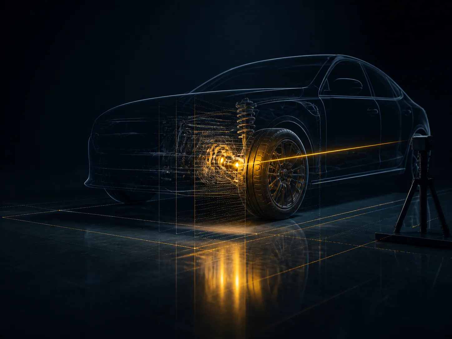 Composição editorial abstrata sobre diagnóstico e energia automotiva